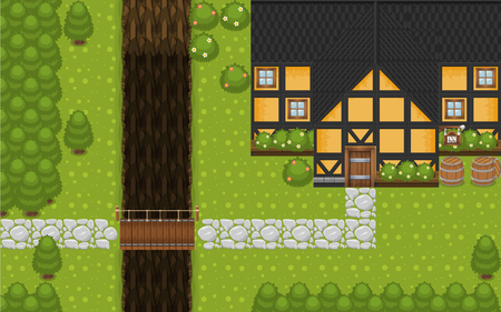 Village Game Tilesetのイラスト素材