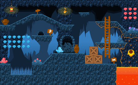 Volcano game level tilesetのイラスト素材