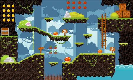 Jungle game level tilesetのイラスト素材