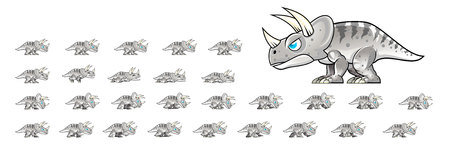 Triceratops Game Spritesのイラスト素材
