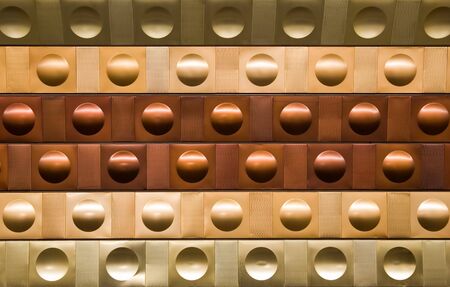 Metal decoration on Prague metro station wallの写真素材
