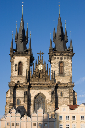 St. Teyn gothic cathedral on Old Town Square. Prague, Czech Republic, Europe.の写真素材