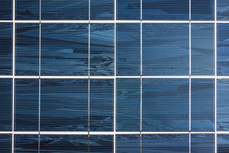 Close up of solar power plant panels.