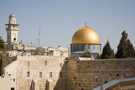 Jerusalem The Western wall with Al Aksa temple.の写真素材