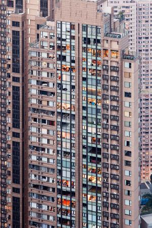 HONG KONG - FEBRUARY 1: Hong Kong downtown at sunset  on February 1st 2013.のeditorial素材