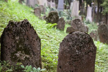 Old Jewish cemetery in Trebic (Moravia, Czech Republic). の写真素材
