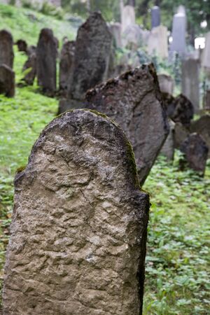 Old Jewish cemetery in Trebic (Moravia, Czech Republic). の写真素材