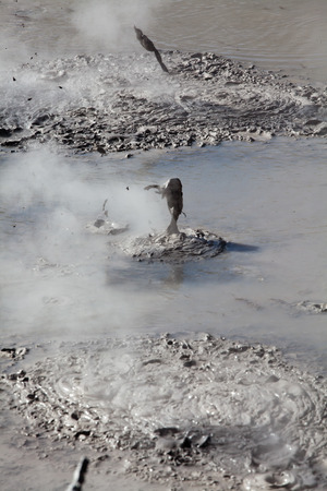 Boiling Mud Pool in Wai-O-Tapu Geothermal Wonderland, Rotorua, New Zealand.の写真素材