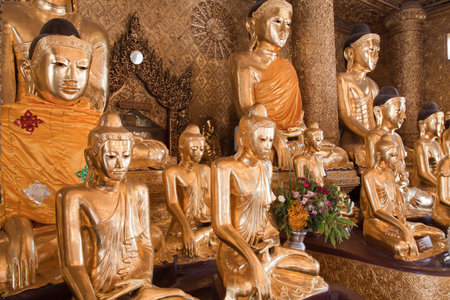Interior of the biggest Buddhist temple Shwedagon pagoda, Rangoon, Burma.