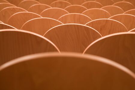 PR (property release) available. Empty cinema auditorium with line of chairs. Front view.の写真素材