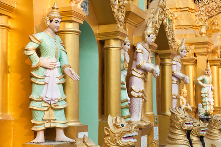 Interior of the biggest Buddhist temple Shwedagon pagoda, Rangoon, Burma.