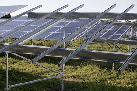 Solar power plant in construction.の写真素材