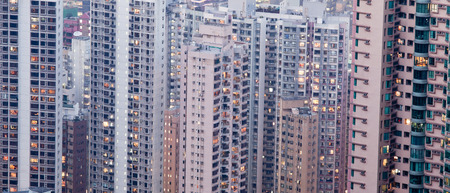 HONG KONG - FEBRUARY 1, 2013: Hong Kong downtown at sunset  on February 1st 2013.のeditorial素材