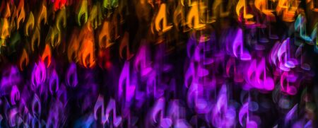 Night lights bokeh shaped sheet music, defocused bokeh light, blurred bokeh, bokeh light background, soft fractal, abstractionの写真素材
