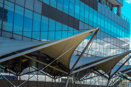 Modern business skyscrapers, high glass buildings, modern architecture, commercial buildings, sunny dayの写真素材