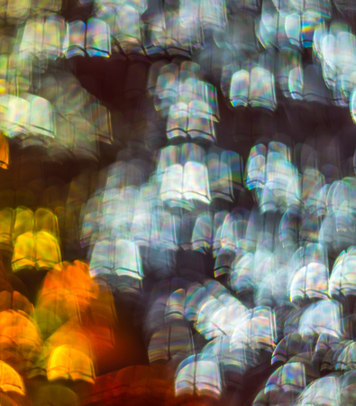 Beautiful background with different colored book , abstract background, book  shapes on black background, blurryの写真素材