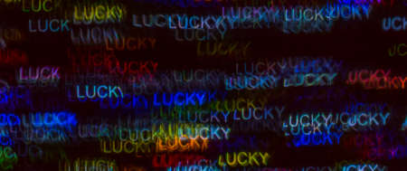 Beautiful background with different colored word luckyの写真素材