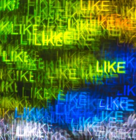 Beautiful background with different colored word like, abstract background, like shapes on black background, blurryの写真素材