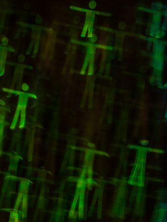 Beautiful background with different colored man, abstract background, figure man shapes on black...