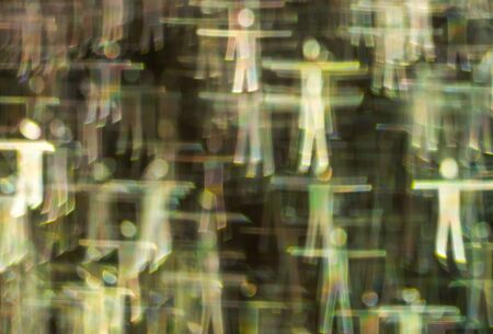 Beautiful background with different colored man, abstract background, figure man shapes on black background, blurryの写真素材