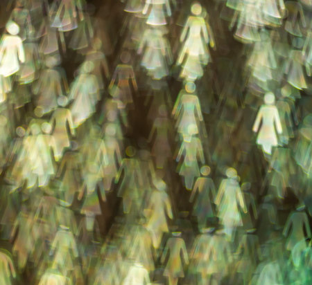 Beautiful background with different colored woman, abstract background, figure woman shapes on black...