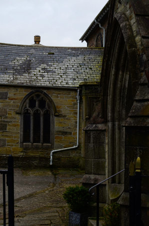 stylish entrance to a residential building, an interesting facade, a typical old English buildings, architectureの写真素材