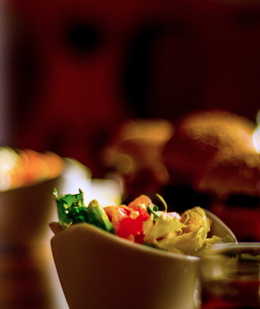 Set with different appetizers in small portions, healthy and delicious snacks, diet food