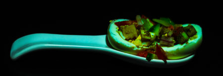 Set with different appetizers in small portions, healthy and delicious snacks, diet food