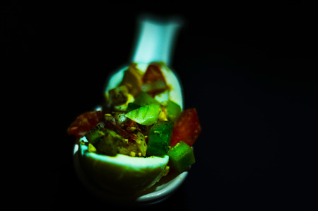 Set with different appetizers in small portions, healthy and delicious snacks, diet foodの写真素材