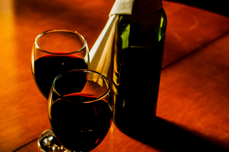 Red wine in a glass, celebration of a moment with a glass of wine, exquisite liquor for gourmets, wineryの写真素材