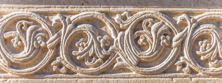 Traditional ornamental Spanish decorative tiles, original ceramic tiles on the walls of buildings,...