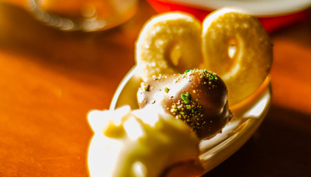 Different types of handmade cookies with different toppings, sweet snack, candy