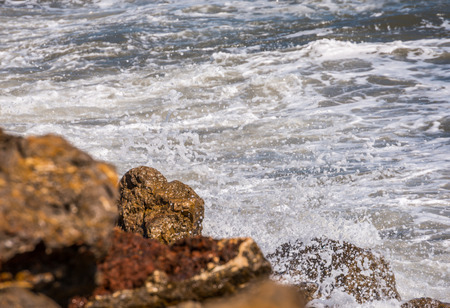 Amazing sea with blue summer wave and rocks, relaxing view of rocks and water, natureの写真素材