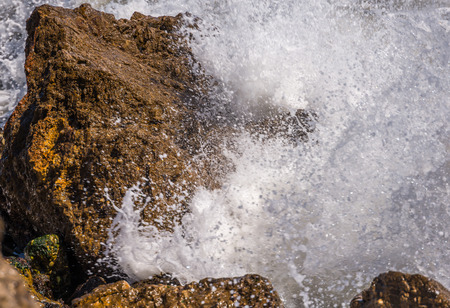 Amazing sea with blue summer wave and rocks, relaxing view of rocks and water, natureの写真素材