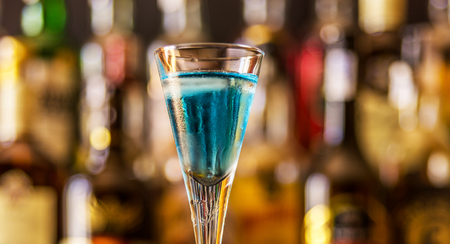 Refreshing liqueur in a tall glass, alcoholic drink prepared by the bartender, nightlifeの写真素材