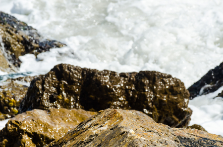 Amazing sea with blue summer wave and rocks, relaxing view of rocks and water, natureの写真素材