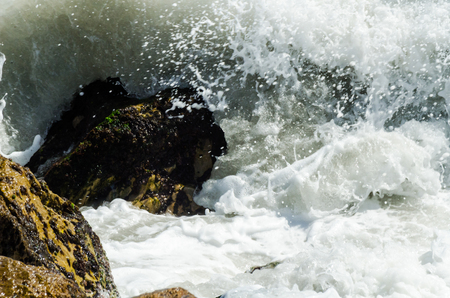 Amazing sea with blue summer wave and rocks, relaxing view of rocks and water, natureの写真素材