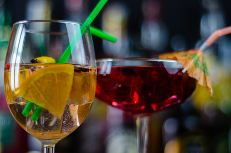 Fresh and refreshing cocktails based on gin, a distinctive herbal flavor, barの写真素材