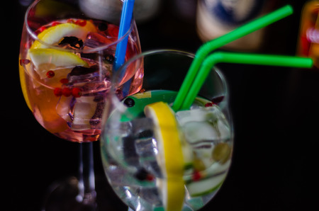 Fresh and refreshing cocktails based on gin, a distinctive herbal flavor, barの写真素材