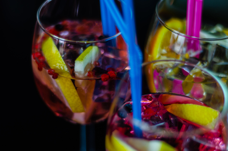 Fresh and refreshing cocktails based on gin, a distinctive herbal flavor, barの写真素材