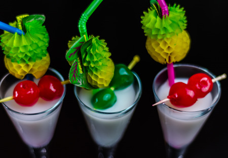 Exotic drink based on rum and other ingredients, cocktail prepared by the bartenderの写真素材