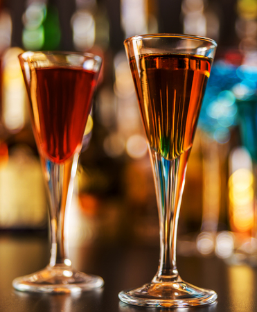 Refreshing liqueur in a tall glass, alcoholic drink prepared by the bartender, nightlife conceptの写真素材