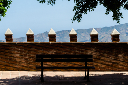 Typical Moorish defensive walls in a small town of Andalusia, a historic element of architecture, Spainの写真素材