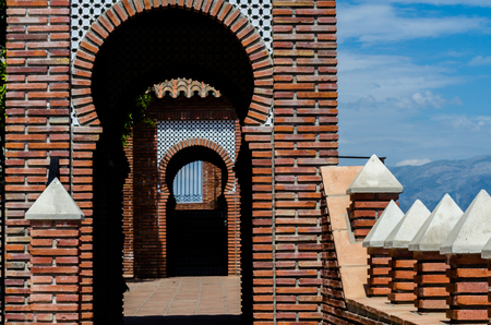 Typical Moorish defensive walls in a small town of Andalusia, a historic element of architecture, Spainの写真素材