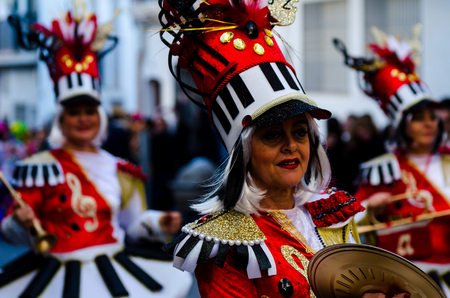 NERJA, SPAIN - FEBRUARY 10, 2018
People in costumes celebrating carnival in Malaga province, carnival paradeのeditorial素材