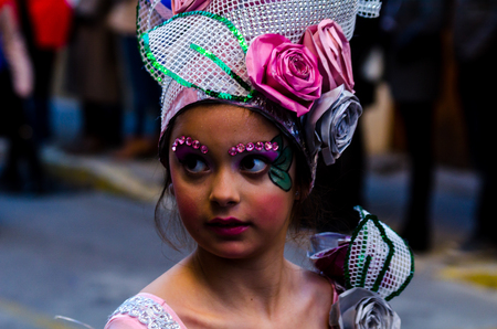 NERJA, SPAIN - FEBRUARY 10, 2018
People in costumes celebrating carnival in Malaga province, carnival paradeのeditorial素材