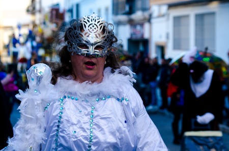 NERJA, SPAIN - FEBRUARY 10, 2018
People in costumes celebrating carnival in Malaga province, carnival paradeのeditorial素材