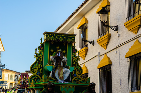 VELEZ-MALAGA, SPAIN - JANUARY 5, 2018 Parade on the occasion of the Epiphany holiday  in Malaga province, holiday day, processionのeditorial素材