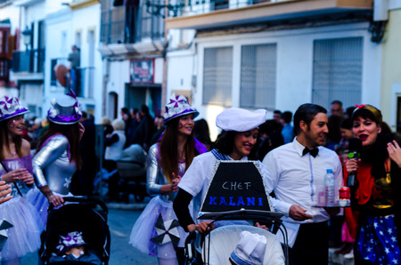 NERJA, SPAIN - FEBRUARY 10, 2018
People in costumes celebrating carnival in Malaga province, carnival paradeのeditorial素材
