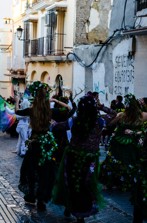 VELEZ-MALAGA, SPAIN - JANUARY 5, 2018 Parade on the occasion of the Epiphany holiday  in Malaga province, holiday day, processionのeditorial素材